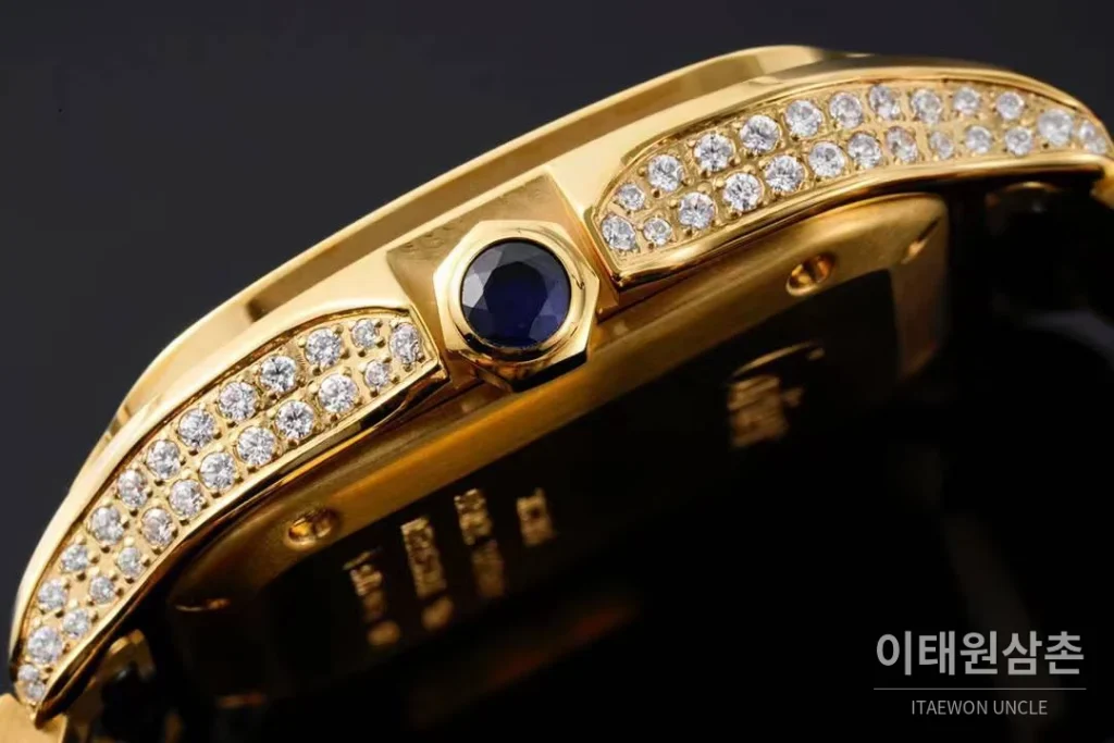 까르띠에 산토스 드 까르띠에 스틸 화이트로만다이얼 오토매틱 35.1mm 골드 브레이슬릿 골드 베젤 (2)