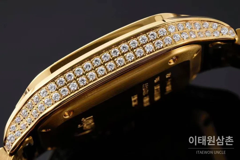 까르띠에 산토스 드 까르띠에 스틸 화이트로만다이얼 오토매틱 35.1mm 골드 브레이슬릿 골드 베젤 (2)