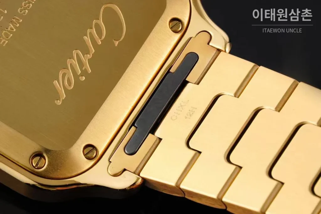 까르띠에 산토스 드 까르띠에 스틸 화이트로만다이얼 오토매틱 35.1mm 골드 브레이슬릿 골드 베젤