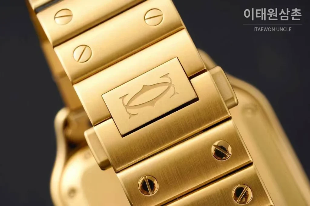 까르띠에 산토스 드 까르띠에 스틸 화이트로만다이얼 오토매틱 35.1mm 골드 브레이슬릿 골드 베젤