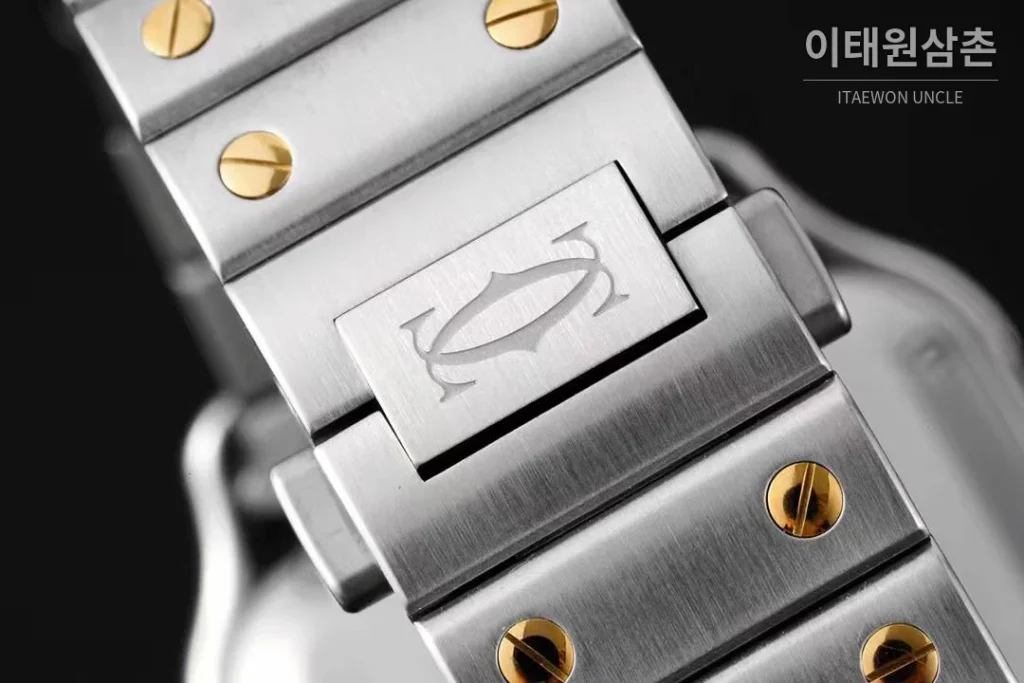 까르띠에 산토스 드 까르띠에 스틸 화이트로만다이얼 오토매틱 35.1mm 투톤 브레이슬릿 골드 베젤