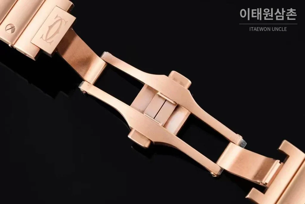 까르띠에 산토스 드 까르띠에 스틸 화이트로만다이얼 오토매틱 35.1mm 로즈골드 브레이슬릿 로즈골드 베젤