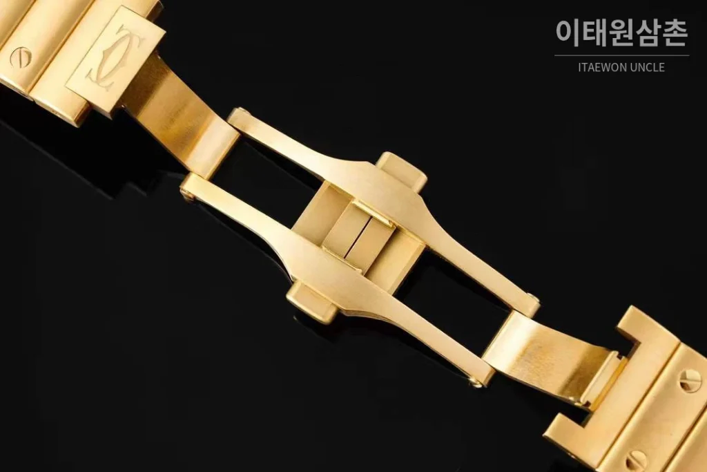 까르띠에 산토스 드 까르띠에 스틸 화이트로만다이얼 오토매틱 35.1mm 골드 브레이슬릿 골드 베젤