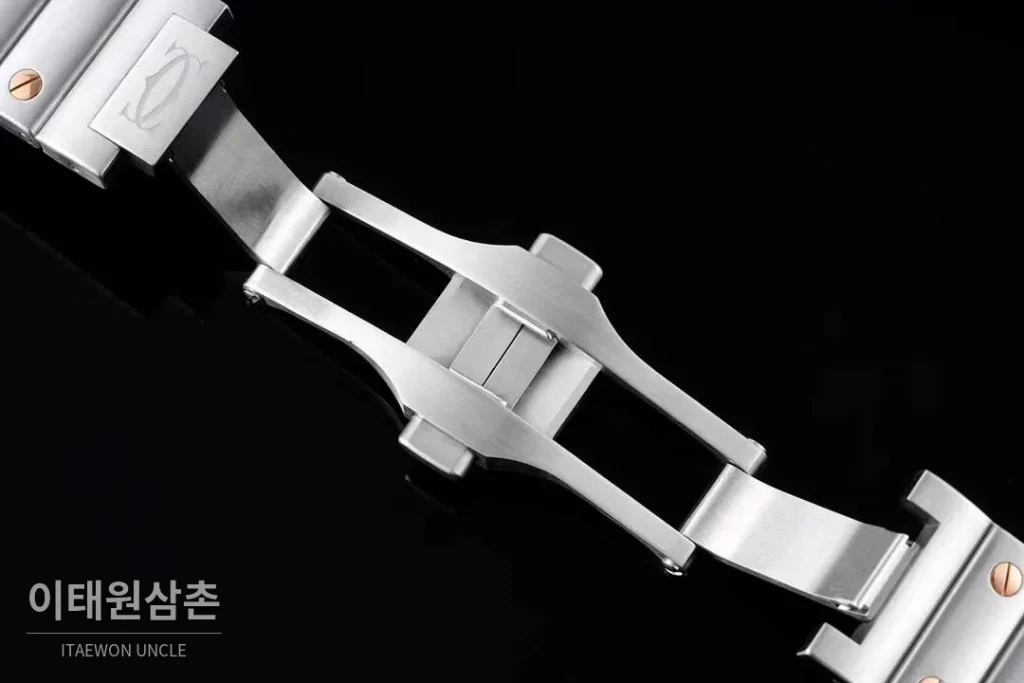 까르띠에 산토스 드 까르띠에 스틸 화이트로만다이얼 오토매틱 35.1mm 투톤 브레이슬릿 로즈골드 베젤