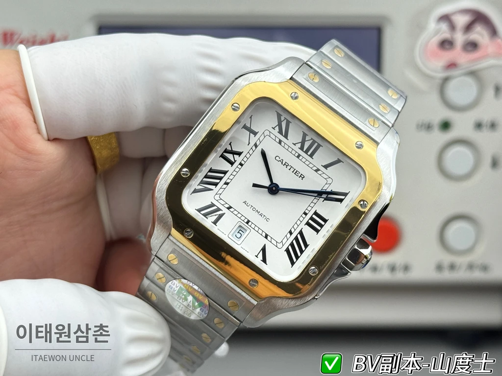 까르띠에 산토스 드 까르띠에 스틸 옐로우골드톤 콤비 화이트 다이얼 오토매틱 39.8mm
