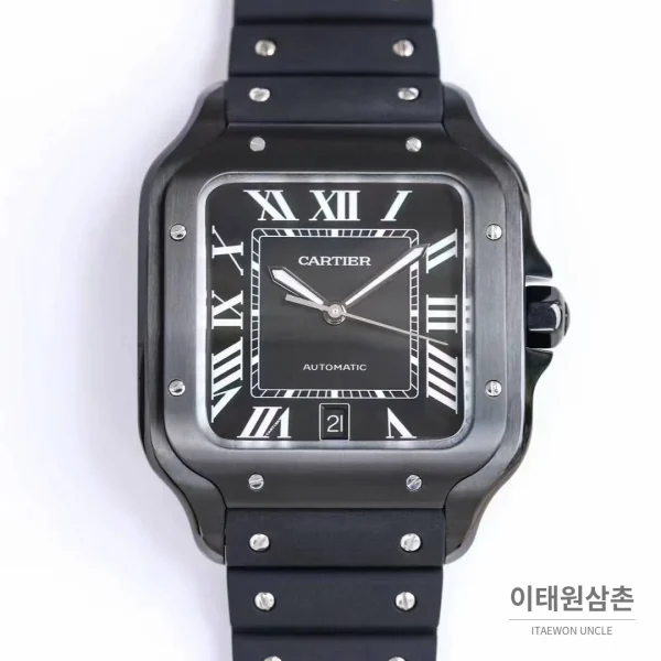 까르띠에 산토스 러버 스트랩 블랙다이얼 오토매틱 39.8mm 블랙 / 화이트 까르띠에 산토스 러버 스트랩 블랙다이얼 오토매틱 39.8mm 블랙 / 화이트 블랙 베젤