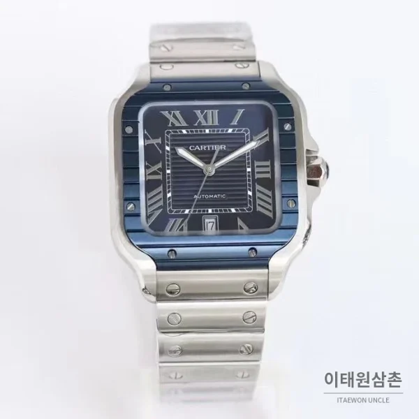 까르띠에 산토스 러버스트랩 스틸 오토매틱 워치 39.8mm 실버 까르띠에 산토스 러버스트랩 스틸 오토매틱 워치 39.8mm 실버