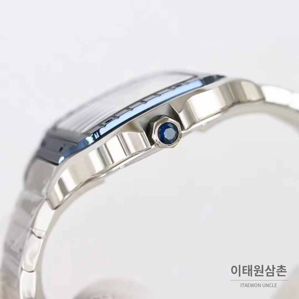 까르띠에 산토스 러버스트랩 스틸 오토매틱 워치 39.8mm 실버 (2)