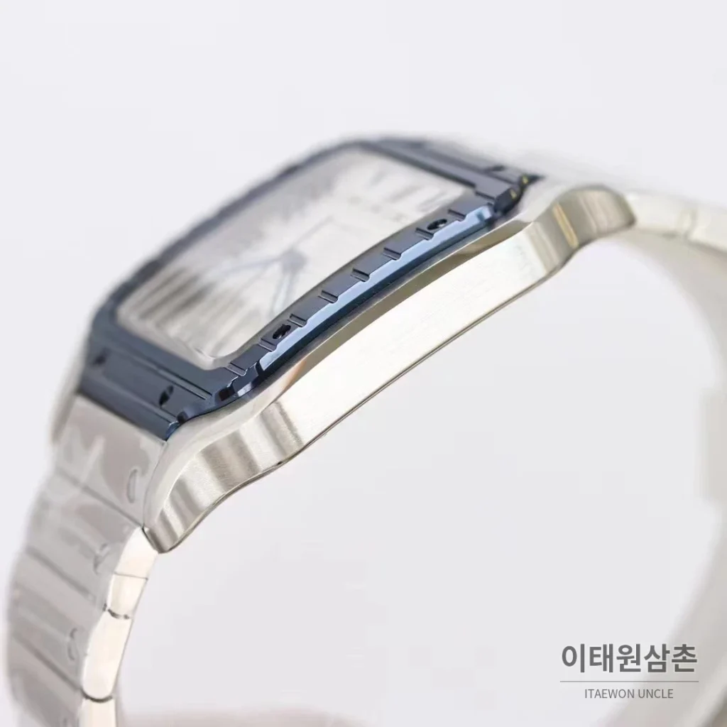 까르띠에 산토스 러버스트랩 스틸 오토매틱 워치 39.8mm 실버 (2)