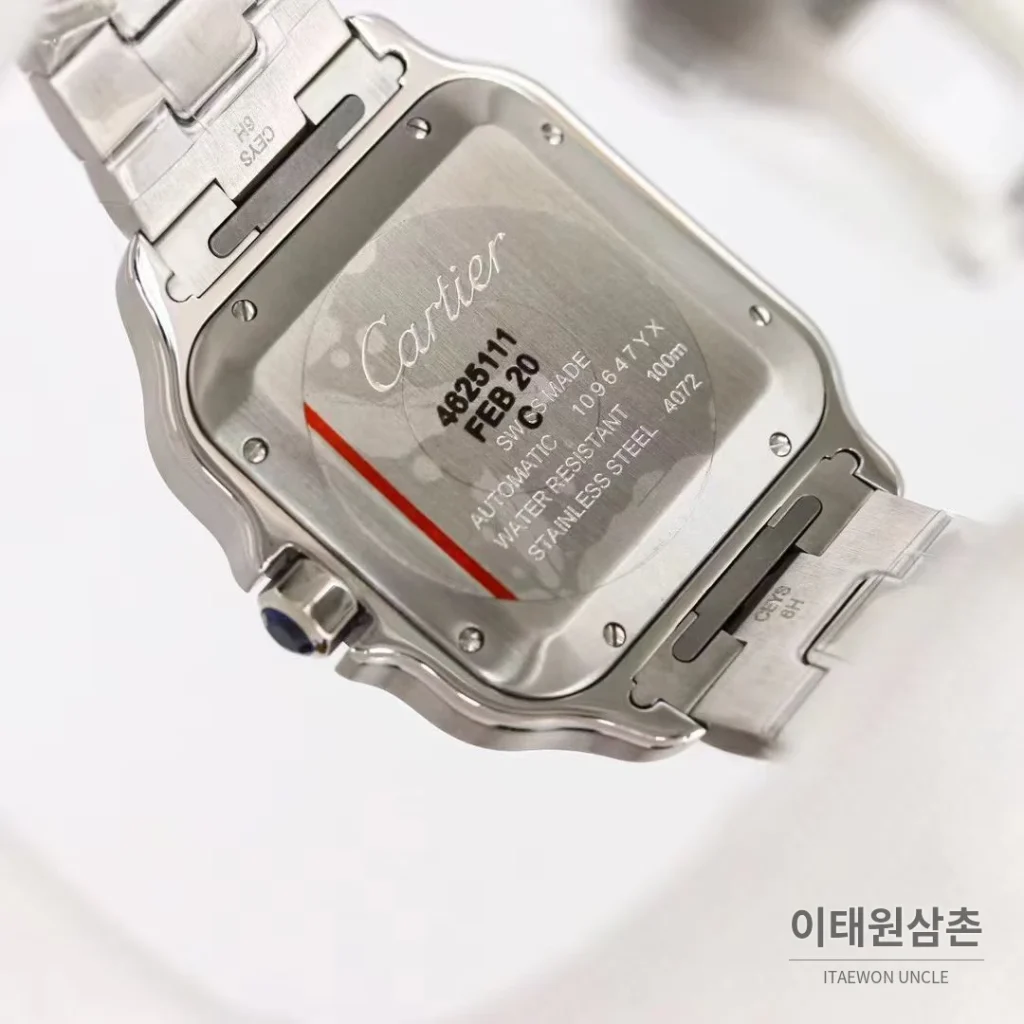 까르띠에 산토스 러버스트랩 스틸 오토매틱 워치 39.8mm 실버 (2)