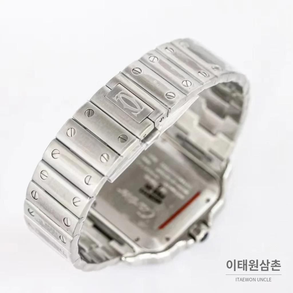 까르띠에 산토스 러버스트랩 스틸 오토매틱 워치 39.8mm 실버 (2)