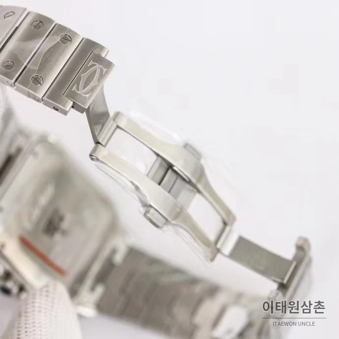 까르띠에 산토스 러버스트랩 스틸 오토매틱 워치 39.8mm 실버