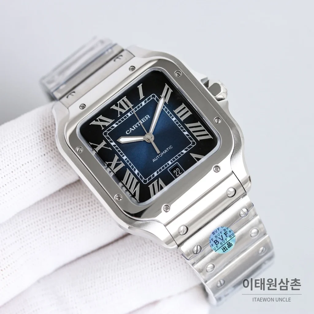 까르띠에 산토스 스틸 블루핸즈 오토매틱 39.8mm