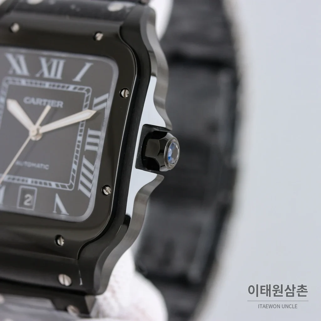 까르띠에 산토스 스틸 블루핸즈 오토매틱 39.8mm 화이트 다이얼 투톤 브레이슬릿