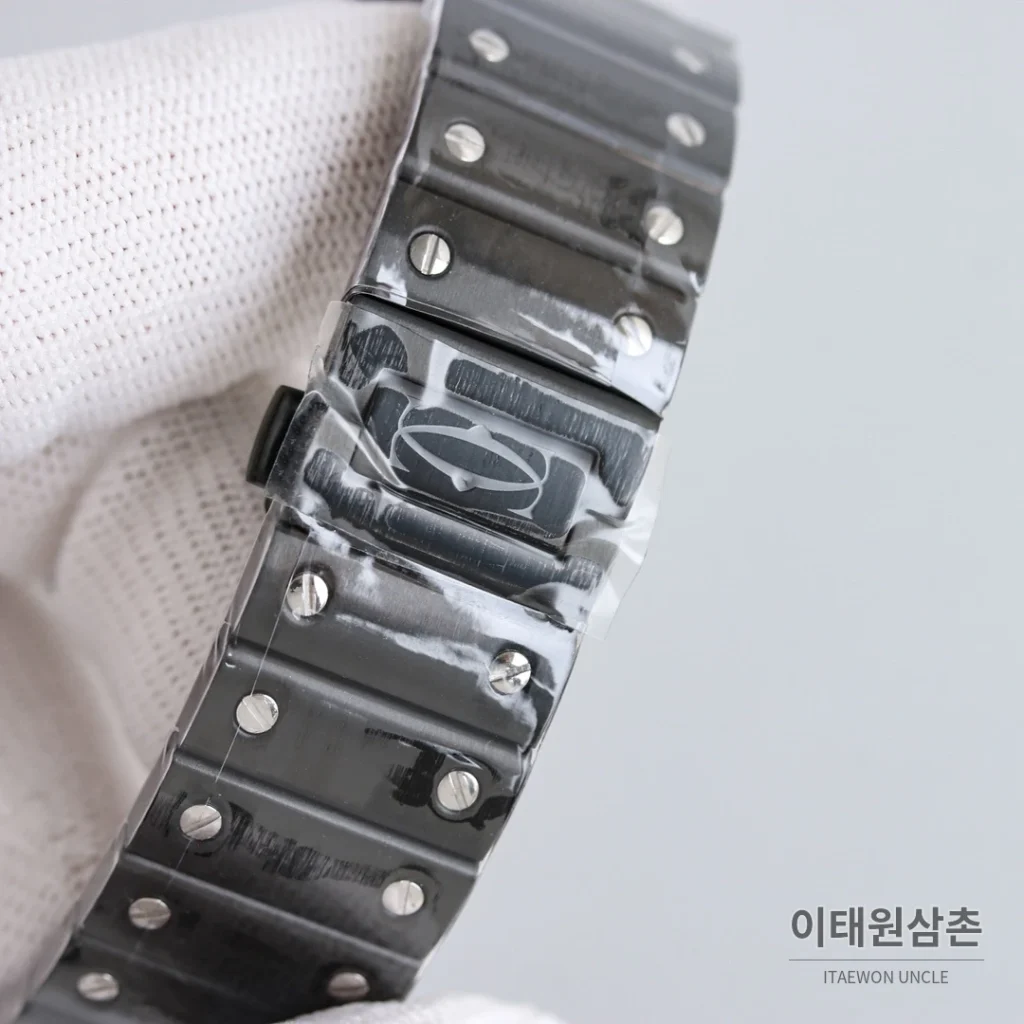 까르띠에 산토스 스틸 블루핸즈 오토매틱 39.8mm 화이트 다이얼 투톤 브레이슬릿