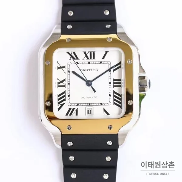 까르띠에 산토스 스틸 로마인덱스 러버밴드 오토매틱 39.8mm 까르띠에 산토스 스틸 로마인덱스 러버밴드 오토매틱 39.8mm
