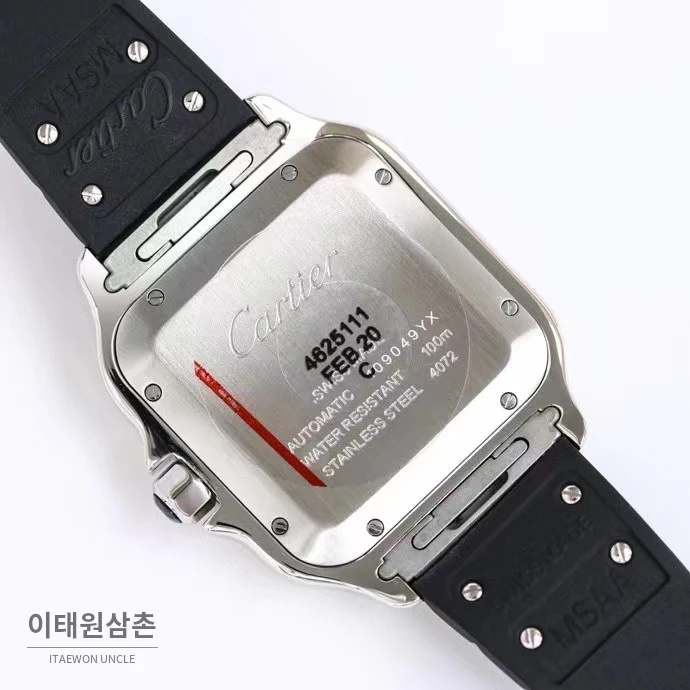 까르띠에 산토스 스틸 로마인덱스 러버밴드 오토매틱 39.8mm