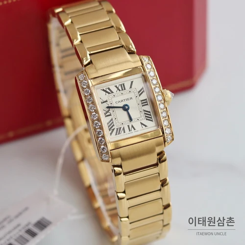 까르띠에 탱크 프랑세즈 스틸 다이아몬드 실버다이얼 쿼츠 25.7mm 골드 브레이슬릿