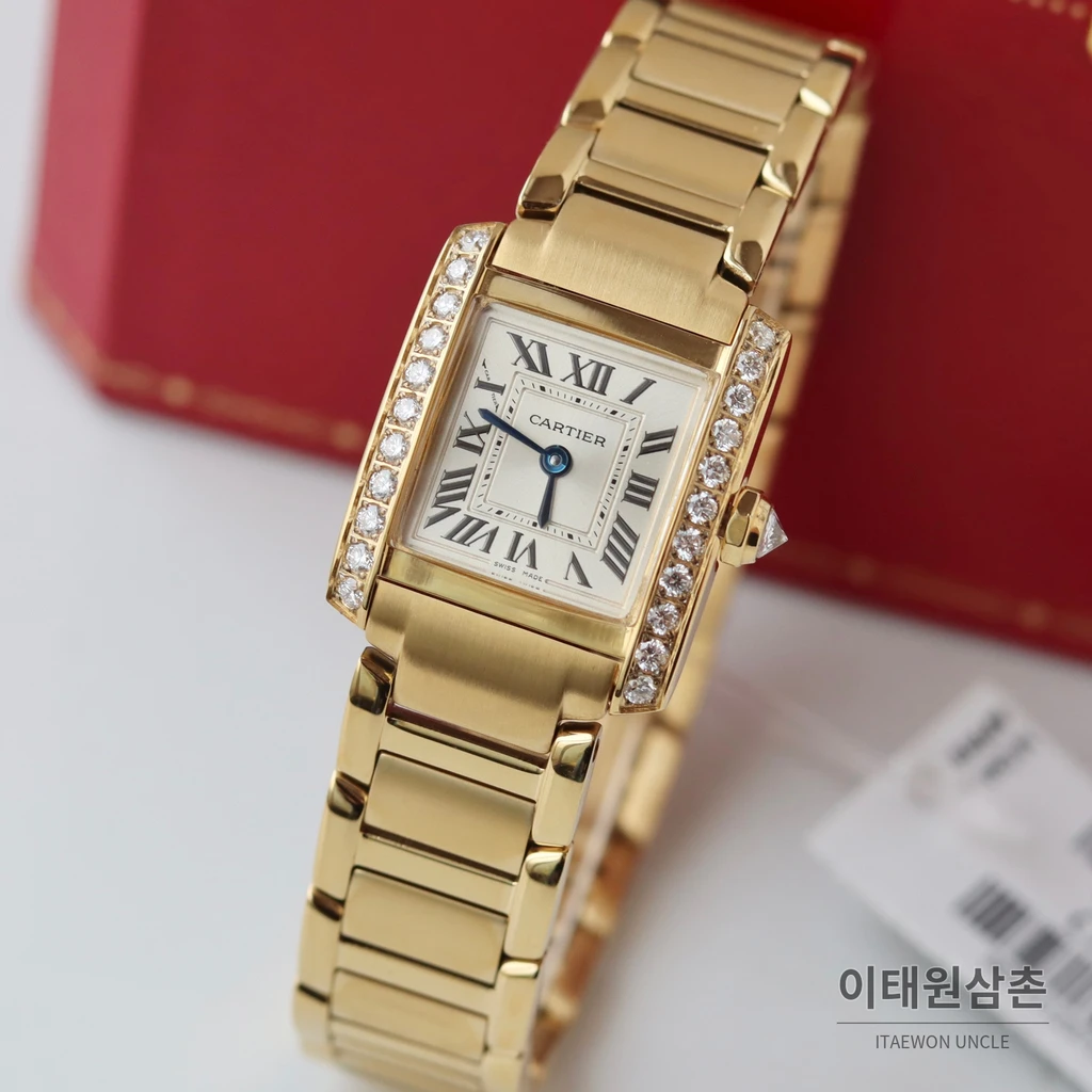 까르띠에 탱크 프랑세즈 스틸 다이아몬드 실버다이얼 쿼츠 25.7mm 골드 브레이슬릿