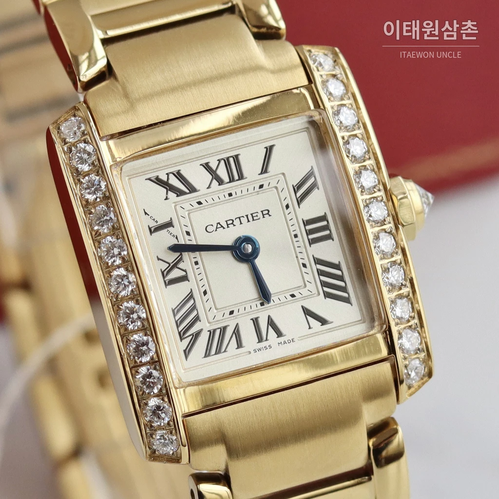 까르띠에 탱크 프랑세즈 스틸 다이아몬드 실버다이얼 쿼츠 25.7mm 골드 브레이슬릿