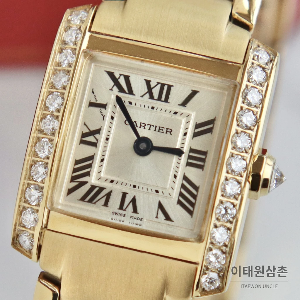 까르띠에 탱크 프랑세즈 스틸 다이아몬드 실버다이얼 쿼츠 25.7mm 골드 브레이슬릿