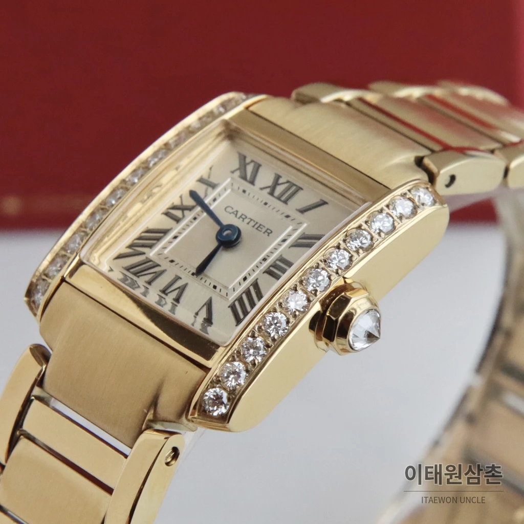 까르띠에 탱크 프랑세즈 스틸 다이아몬드 실버다이얼 쿼츠 25.7mm 골드 브레이슬릿