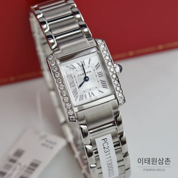 까르띠에 탱크 프랑세즈 스틸 다이아몬드 실버다이얼 쿼츠 25.7mm 스틸 브레이슬릿