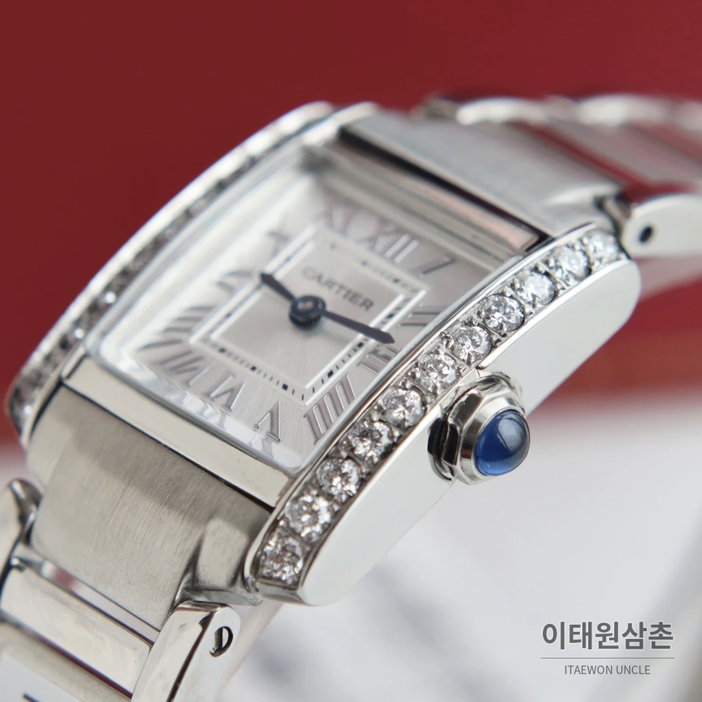 까르띠에 탱크 프랑세즈 스틸 다이아몬드 실버다이얼 쿼츠 25.7mm 스틸 브레이슬릿