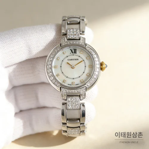 까르띠에 토르튀 스틸 다이아 문페이즈 쿼츠 30mm
