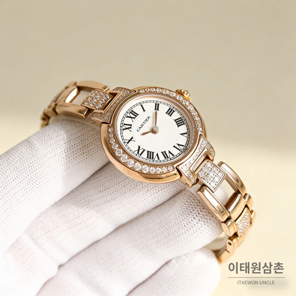 까르띠에 토르튀 스틸 다이아 문페이즈 쿼츠 30mm