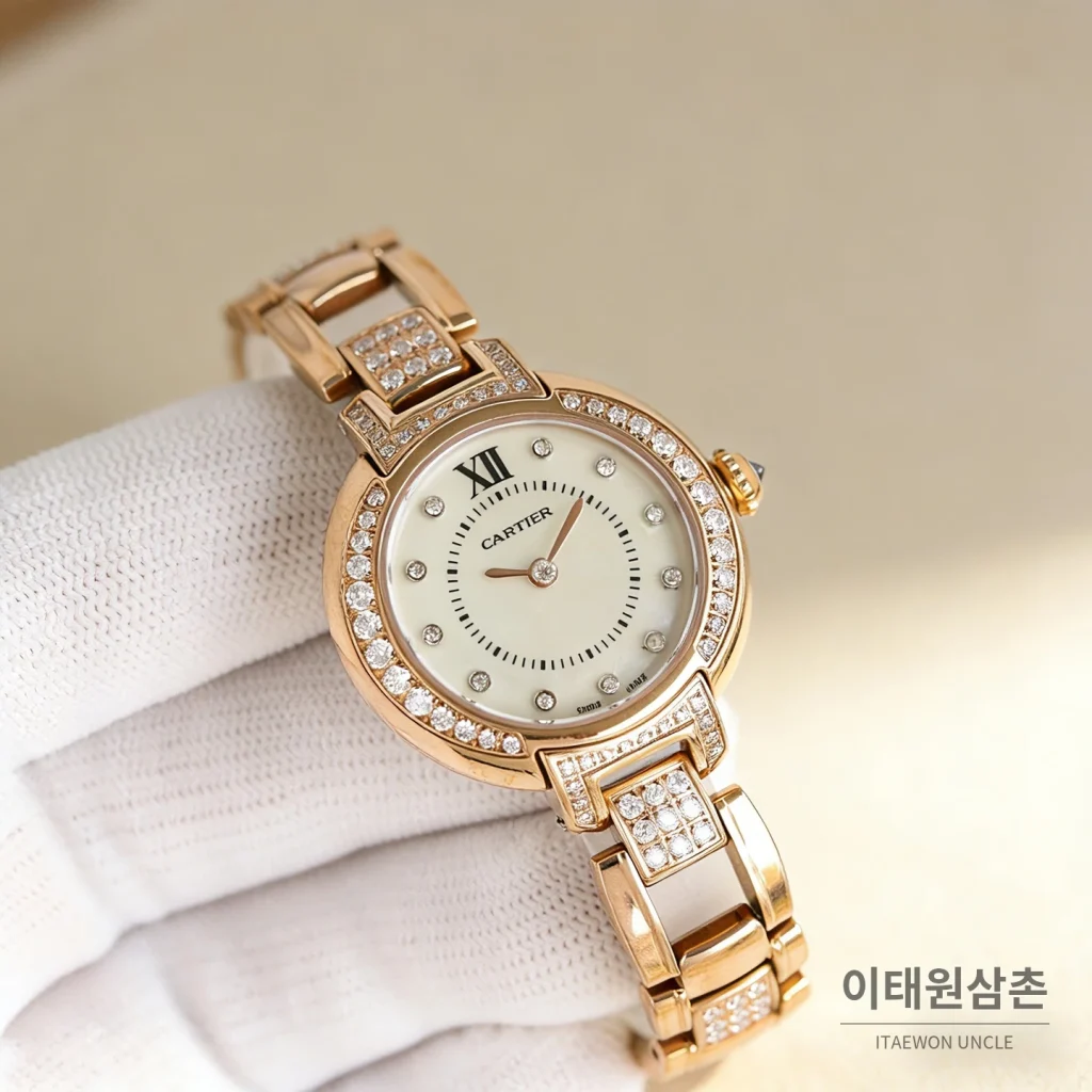 까르띠에 토르튀 스틸 다이아 문페이즈 쿼츠 30mm
