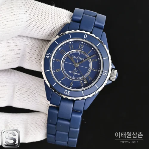 샤넬 J12 블루 매트 세라믹 커플 오토매틱시계 33mm
