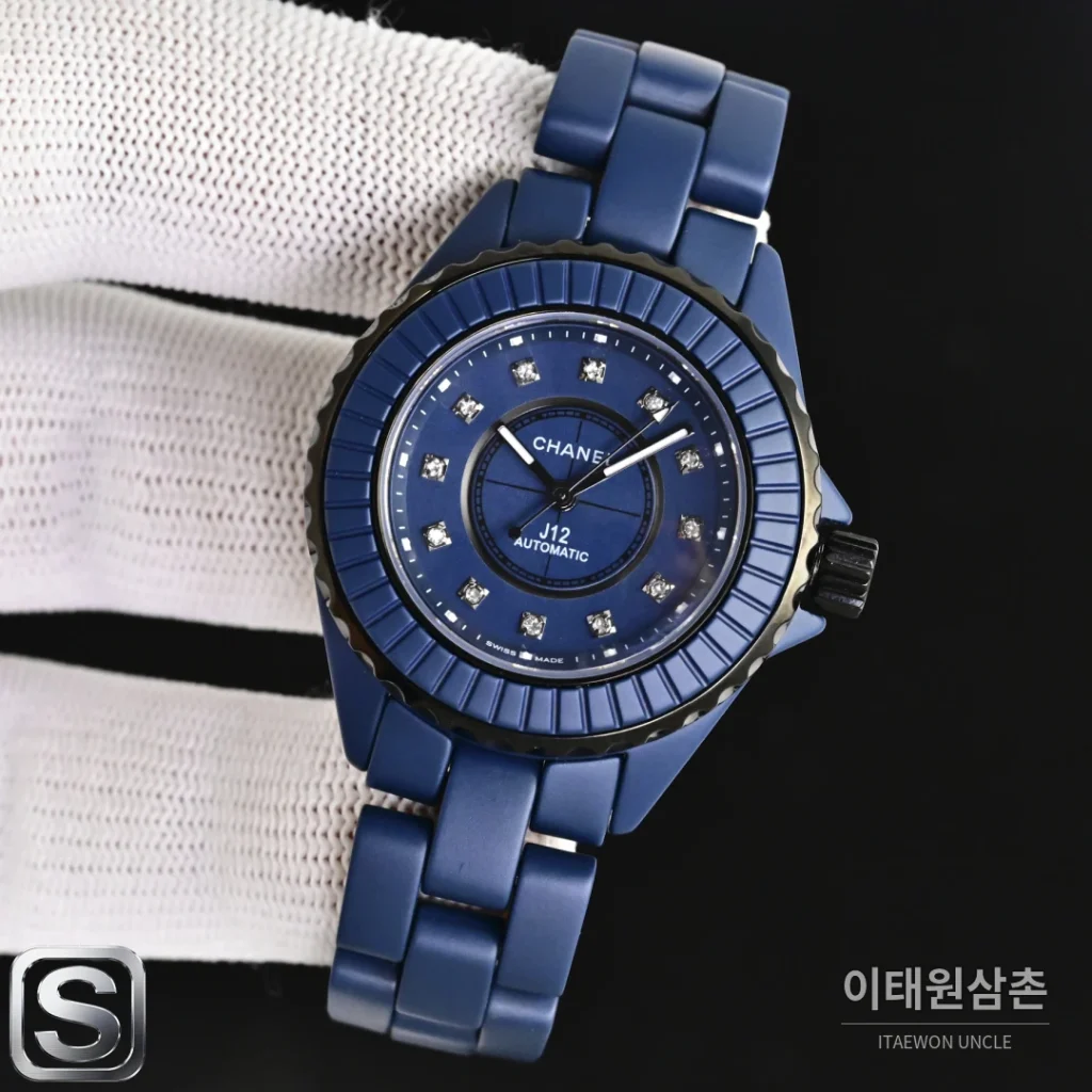 샤넬 J12 블루 매트 세라믹 커플 오토매틱시계 33mm