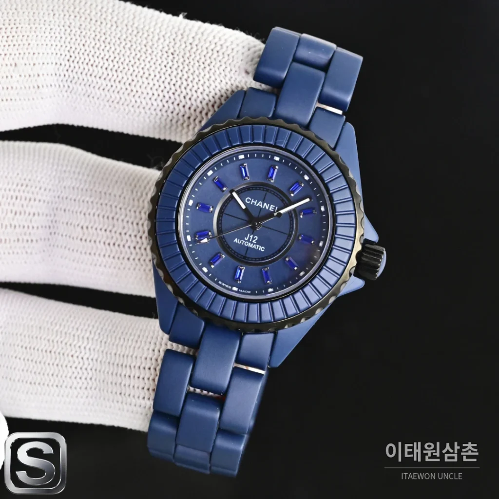 샤넬 J12 블루 매트 세라믹 커플 오토매틱시계 33mm