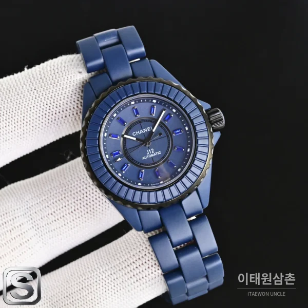 샤넬 J12 블루 오토매틱 세라믹 브레이슬릿 블랙 베젤 (3)