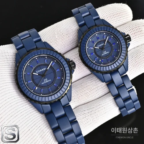 샤넬 J12 블루 오토매틱 세라믹 브레이슬릿 블랙 베젤 (5)