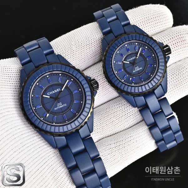 샤넬 J12 블루 오토매틱 세라믹 브레이슬릿 블랙 베젤 (5)