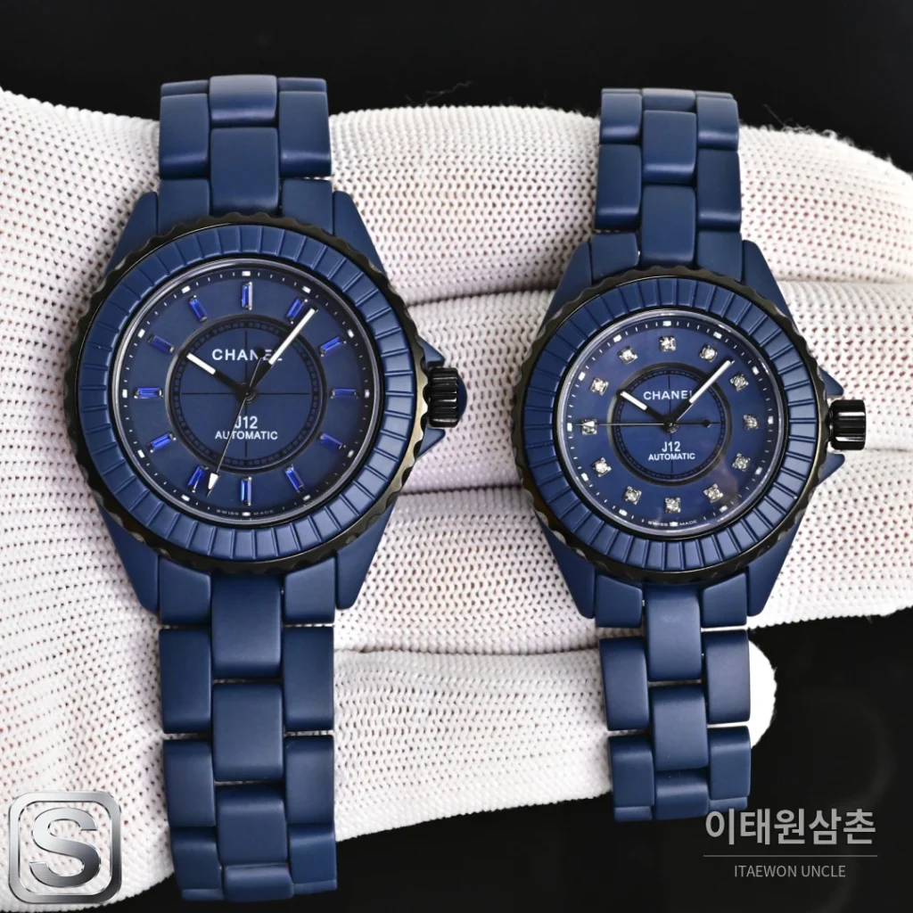 샤넬 J12 블루 오토매틱 세라믹 브레이슬릿 블랙 베젤 (2)