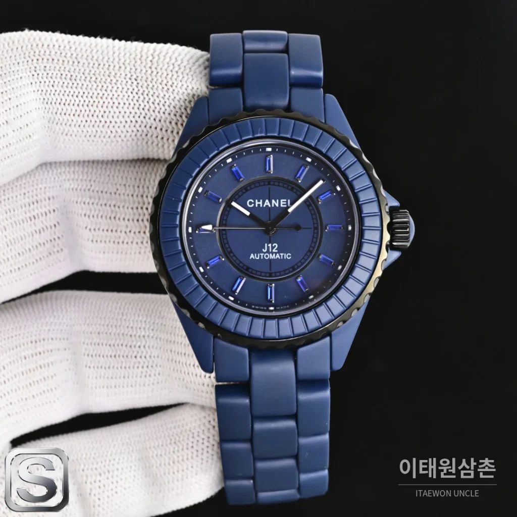 샤넬 J12 블루 오토매틱 세라믹 브레이슬릿 블랙 베젤 (3)