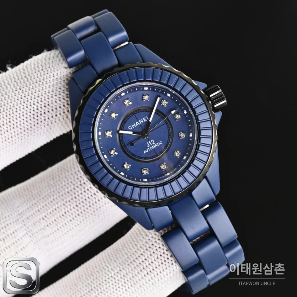 샤넬 J12 블루 오토매틱 세라믹 브레이슬릿 블랙 베젤