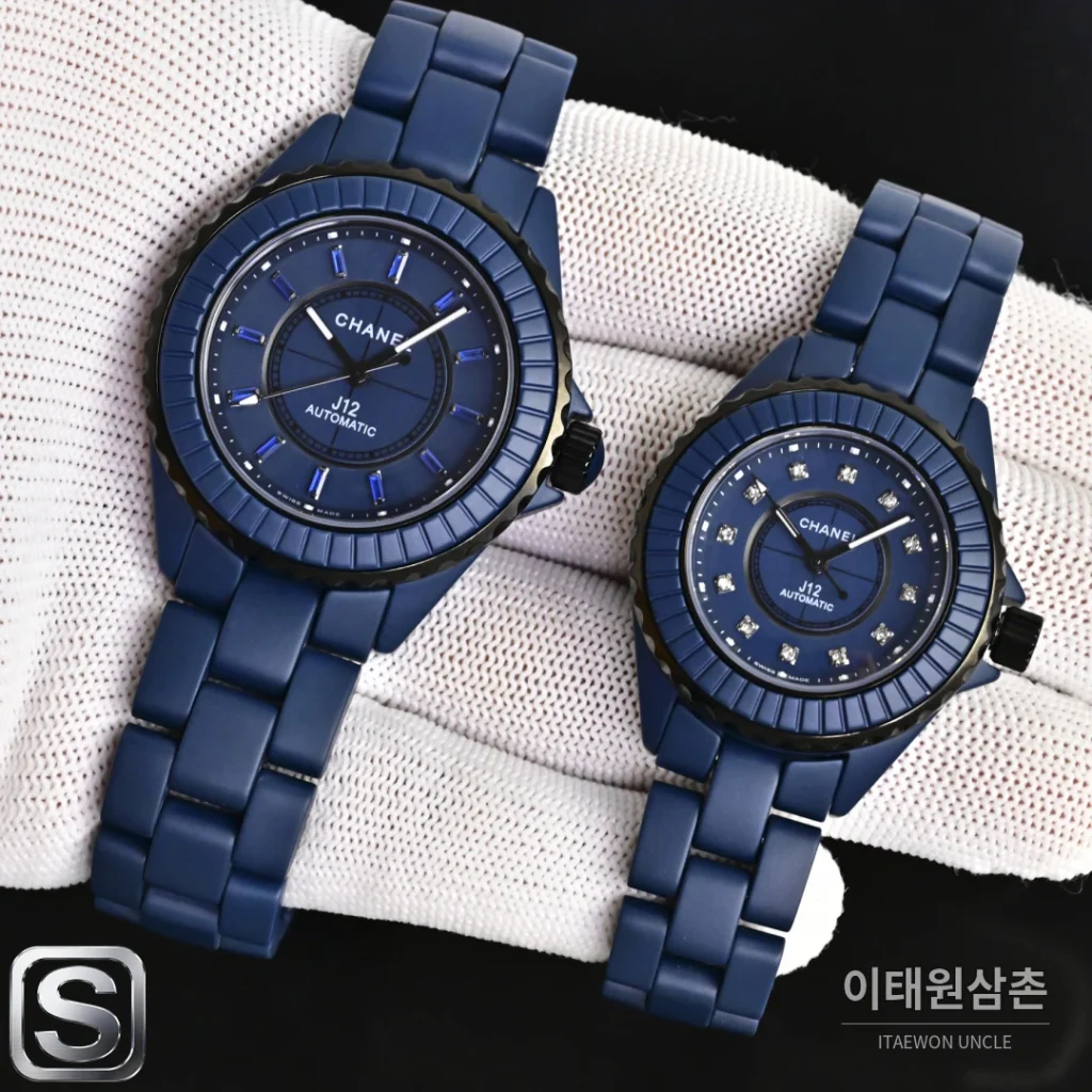 샤넬 J12 블루 오토매틱 세라믹 브레이슬릿 블랙 베젤 (2)