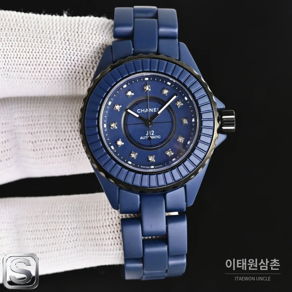 샤넬 J12 블루 오토매틱 세라믹 브레이슬릿 블랙 베젤