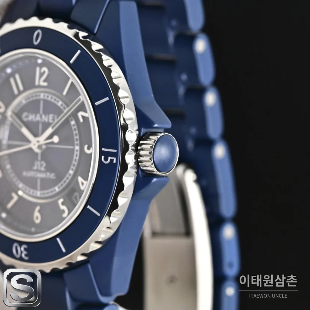샤넬 J12 블루 오토매틱 세라믹 브레이슬릿 실버 베젤