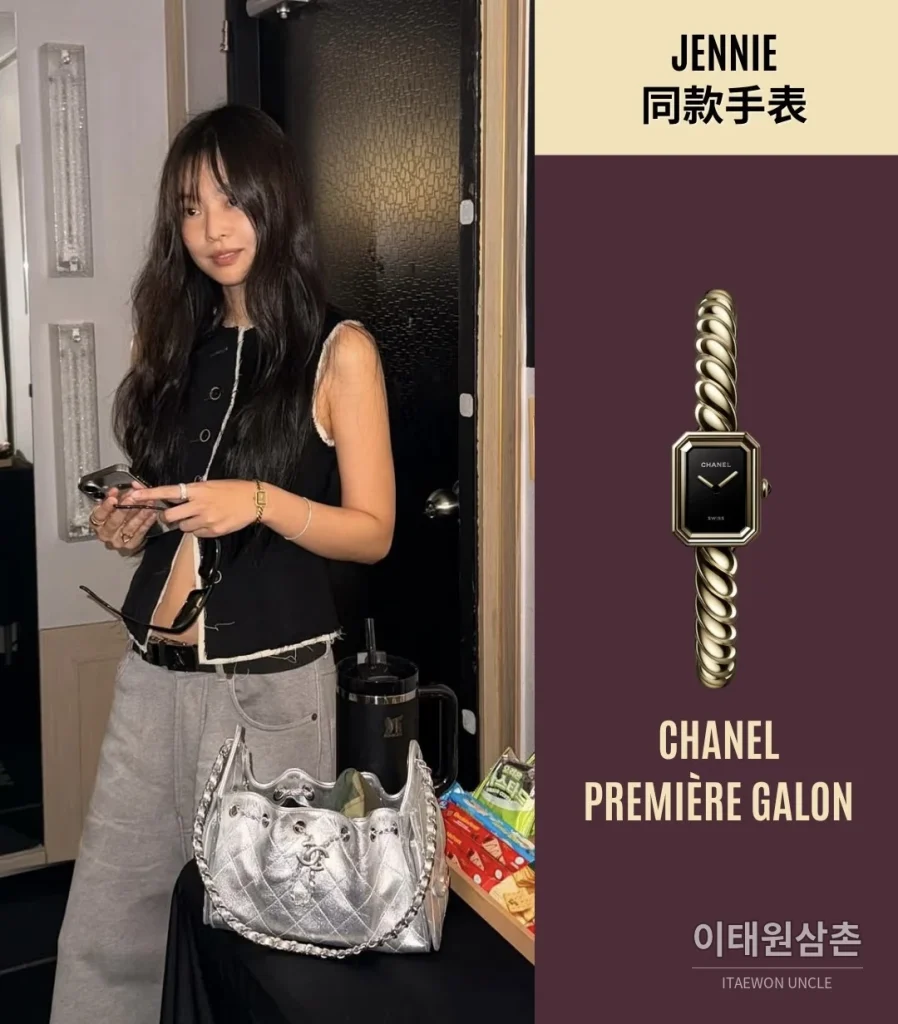 샤넬 프리미에르 갈롱 블랙래커 골드핸즈 브레이슬릿 시계 15.2mm