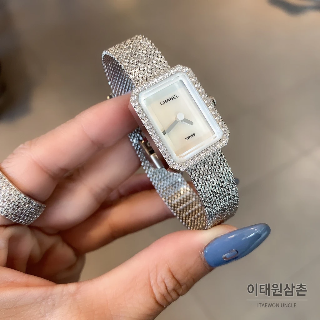 샤넬 프리미에르 벨루어 블랙 다이아몬드세팅 여성용 쿼츠시계 19.7mm