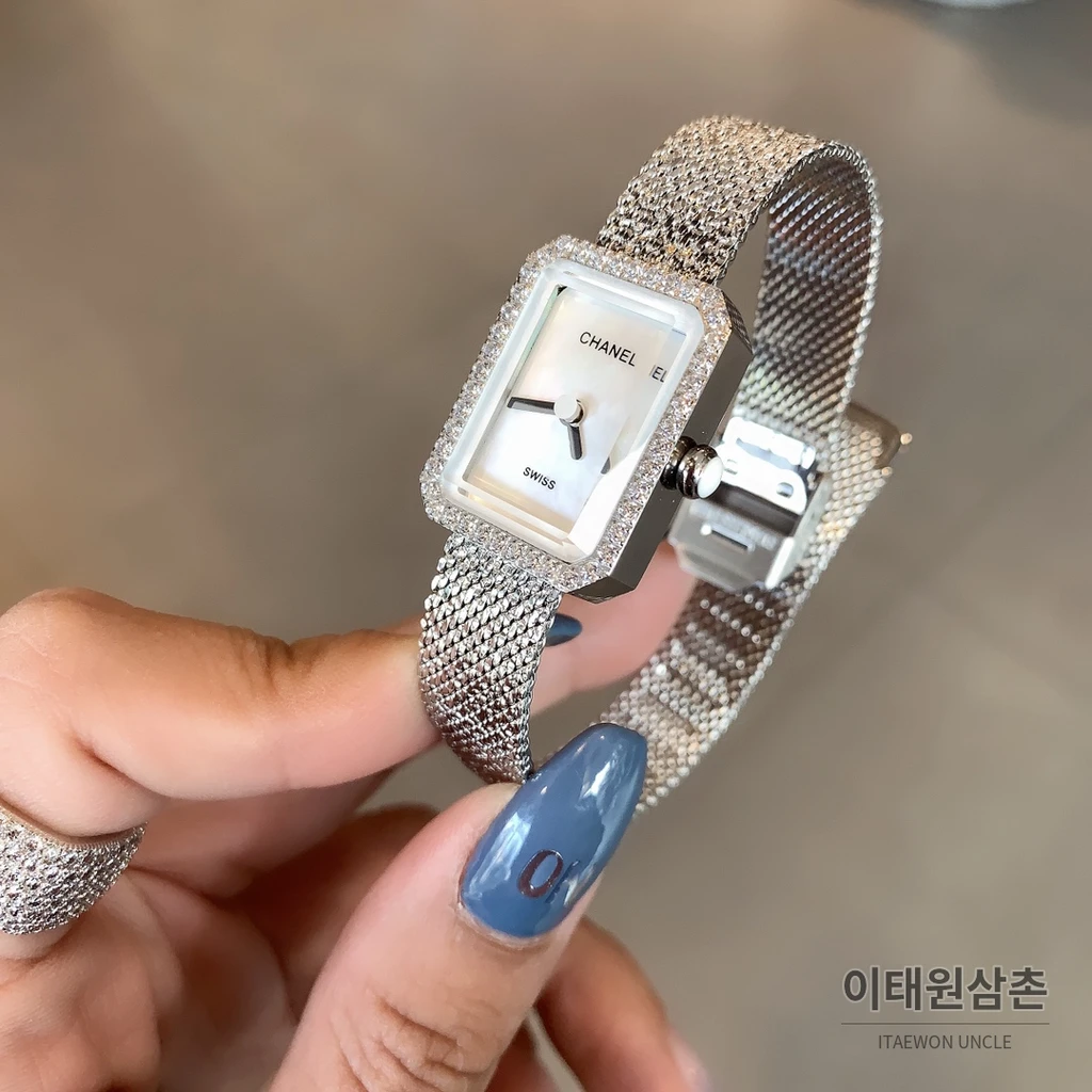 샤넬 프리미에르 벨루어 블랙 다이아몬드세팅 여성용 쿼츠시계 19.7mm