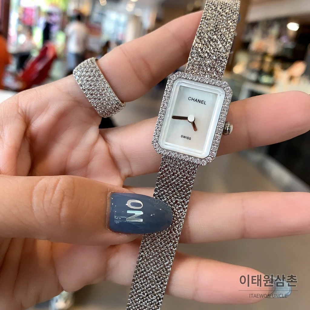 샤넬 프리미에르 벨루어 블랙 다이아몬드세팅 여성용 쿼츠시계 19.7mm