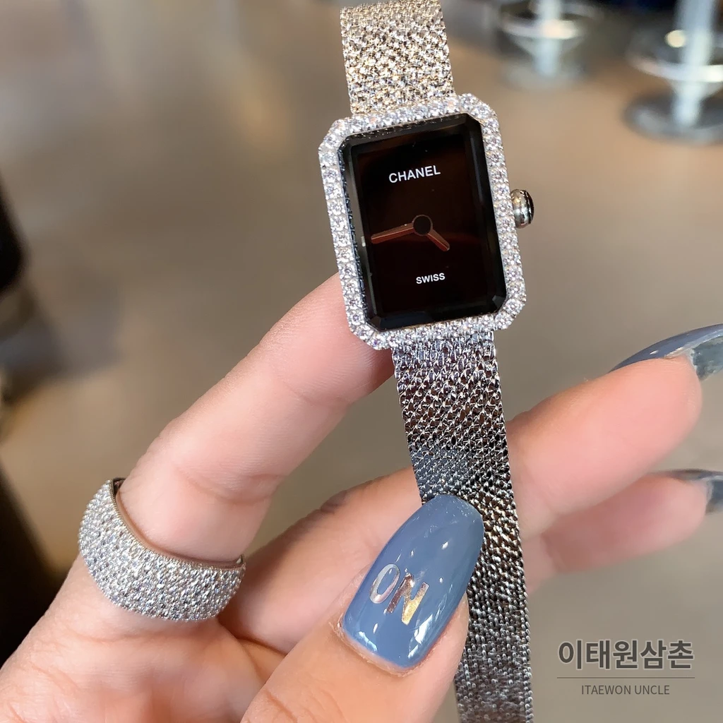 샤넬 프리미에르 벨루어 블랙 다이아몬드세팅 여성용 쿼츠시계 19.7mm