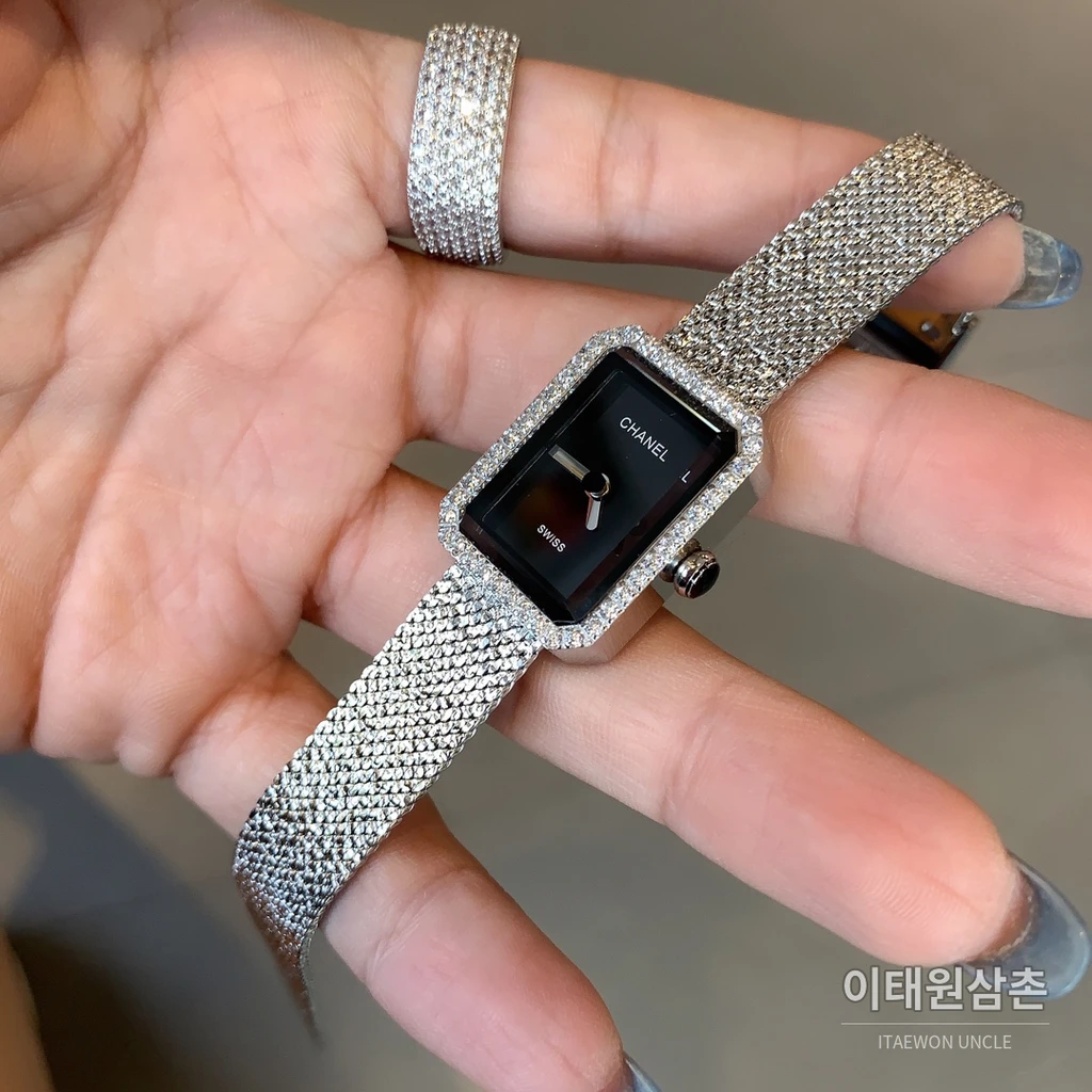 샤넬 프리미에르 벨루어 블랙 다이아몬드세팅 여성용 쿼츠시계 19.7mm