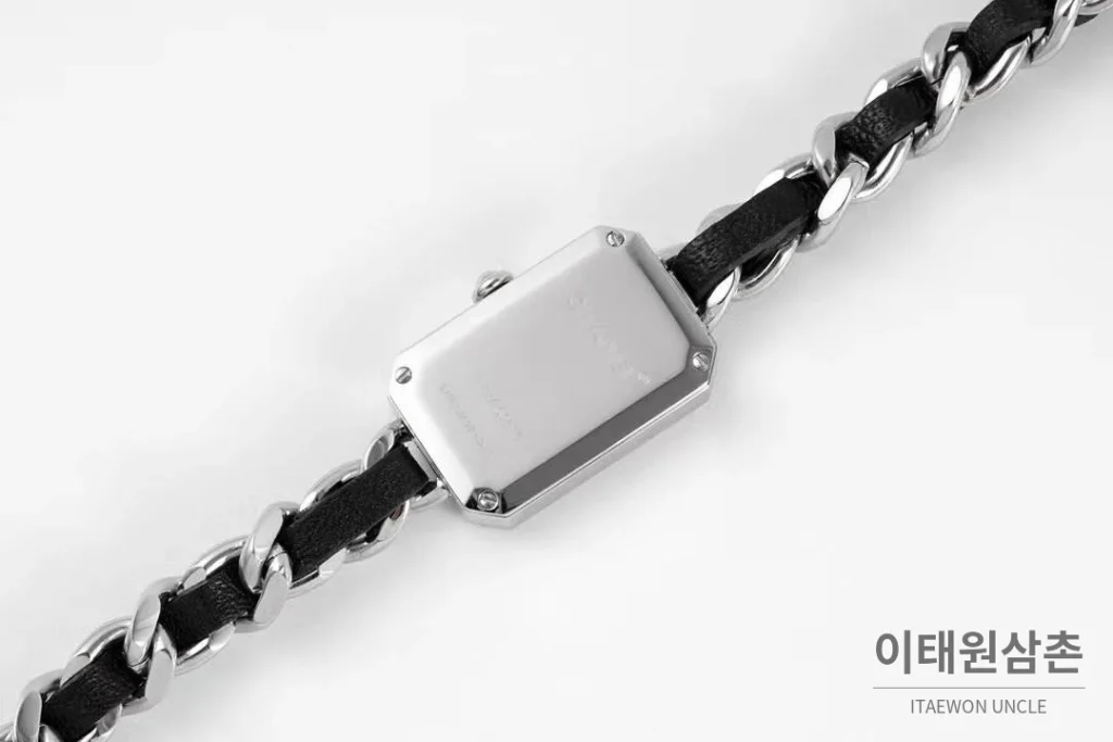 샤넬 프리미에르 스틸 블랙다이얼 쿼츠 23.6mm 블랙 가죽 스트랩 실버 베젤